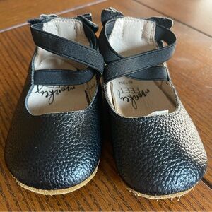 Monkey Feet Black Textured Leather Ballet Flats Maryjane Baby Shoes 6-12 Months